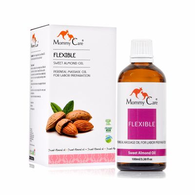 Mommy Care Perineal Massage Oil Labor Preparation, Flexible Perineal Massage Oil, Sweet Almond Oil for Pregnancy and Postpartum Recovery 100ml/3.38 fl.oz Organic All Natural