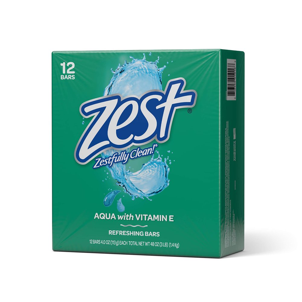Zest Bar Bath Soap - Aqua (4 Ounce, 12 Bars)