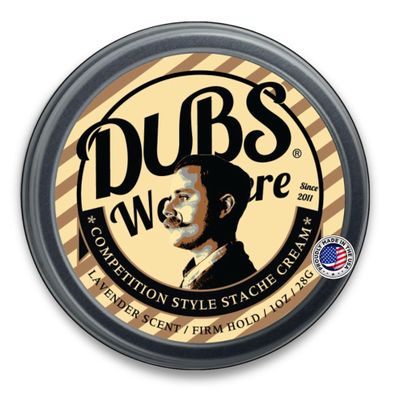Dubs Was Here Mustache Wax Strong Hold | Competition Style Firm Stache Wax | Non-Greasy Grooming Gift for Men | Natural Lavender Scent Scent | 1 oz Tin | Made in USA