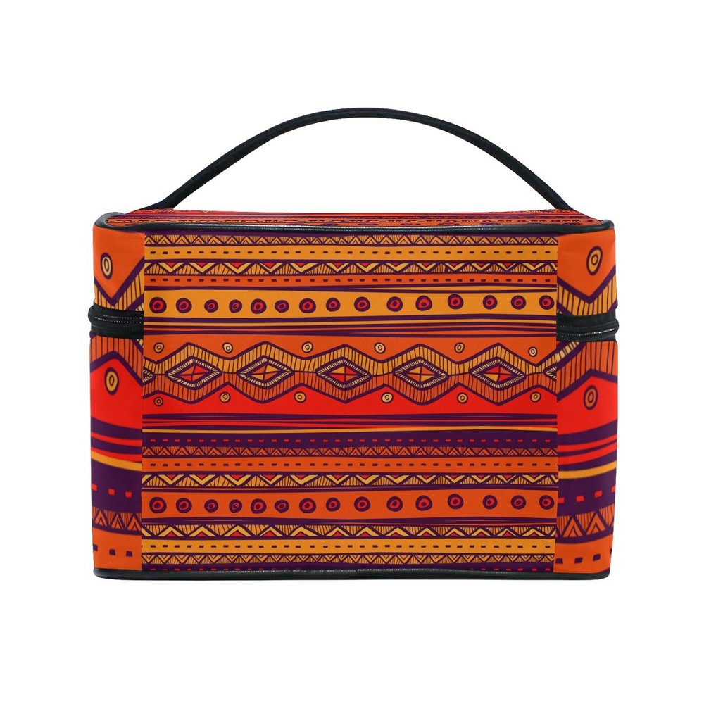 African Art Tribal Print Travel Makeup Toiletry Organizer Case Cosmetic Bag