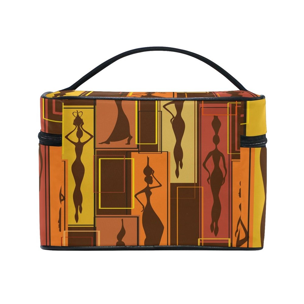 African Art Tribal Print Travel Makeup Toiletry Organizer Case Cosmetic Bag