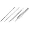 Beaute Galleria 4 Pieces Blackhead Remover Pimple Extractor Popper Bend Curved Tweezers for Acne Comedone Blemish Whitehead Zit Removal Tool Kit with Instructions view 1