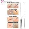 Beaute Galleria 4 Pieces Blackhead Remover Pimple Extractor Popper Bend Curved Tweezers for Acne Comedone Blemish Whitehead Zit Removal Tool Kit with Instructions view 3