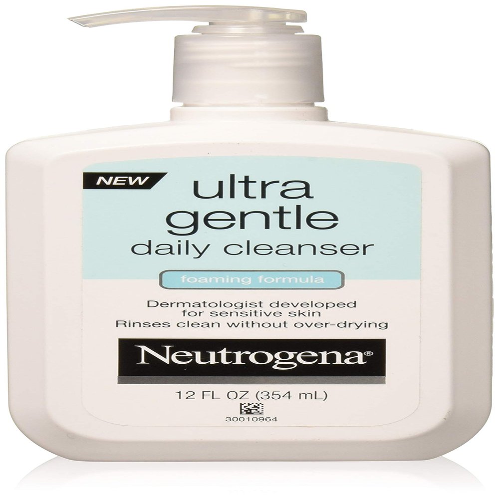 Neutrogena Ultra Gentle Daily Facial Cleanser for Sensitive Skin, Oil-Free, Soap-Free, Hypoallergenic & Non-Comedogenic Foaming Face Wash, 12 fl. oz (Pack of 2)