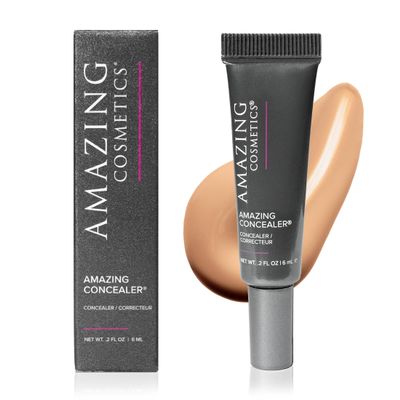 Amazing Cosmetics Amazing Concealer, full coverage long wear concealer makeup for undereye dark circles, acne, blemishes and spots, color correcting shades, melts into skin for most natural finish
