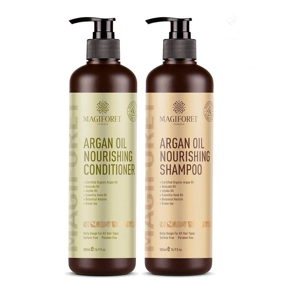 Hair Conditioner and Shampoo, Argan Oil Conditioner, MagiForet Natural Hair Conditioner for Dry Damaged Colored Hair (2018 New fomula Sets)