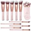 Kabuki Makeup Brush Set - Foundation Powder Blush Concealer Contour Brushes - Perfect for Liquid, Cream or Mineral Products - 10 Pc Collection with Premium Synthetic Bristles for Eye and Face Cosmetic view 1