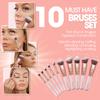 Kabuki Makeup Brush Set - Foundation Powder Blush Concealer Contour Brushes - Perfect for Liquid, Cream or Mineral Products - 10 Pc Collection with Premium Synthetic Bristles for Eye and Face Cosmetic view 2