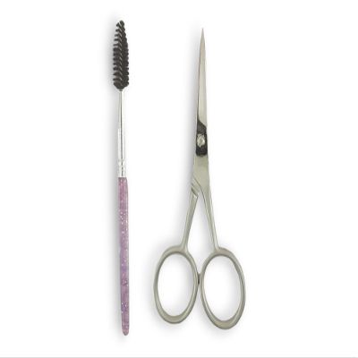Brow Scissors with Brush | Surgical Grade Stainless Steel Eyebrow Scissor by DreamCut
