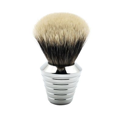 2 Band Finest Badger Hair Shaving Brush Chrome Metal Anti Slip Handle
