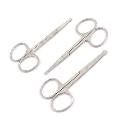 OdontoMed2011 Set Of 3 Pieces 3.5" Scissors - Straight Mustache + Nose Hair W/safety ODM
