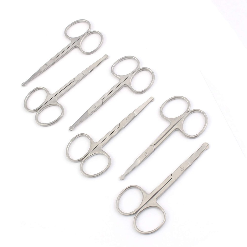 OdontoMed2011 Set Of 6 Pieces 3.5" Scissors - Straight Mustache + Nose Hair W/safety ODM