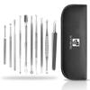 10pcs Pimple Popper Blackhead Remover Tool +Ear Wax Removal +Cuticle Pusher Stainless Steel Comedone Zit Blemish Acne Kit with Brush & Leather Bag view 1