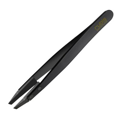 Rubis Classic Techno Stainless Steel Tweezers for Precise Eyebrows and Hair Removal Slanted Polymer Tips, 1KS104, Black,Rubis Switzerland Swiss Made World Renowned Precision