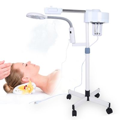 Cosmetology Aparatos Vapor,5X Magnifying Facial Steamer Lamp, Multifunction Spa LED Floor Lamp Professional Humidifier Beauty Facial Clean Skin Care Tool