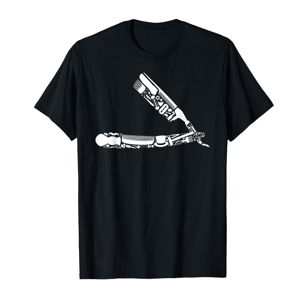 Barber's Straight Edge Razor Icons - Barbershop Tools T-Shirt