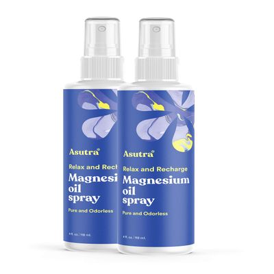 ASUTRA Magnesium Oil Spray, 4 fl oz (Pack of 2)- Topical Magnesium, Rapid Absorption, Pure, Odorless and Non-Greasy, Magnesium Derived from Zechstein Seabed