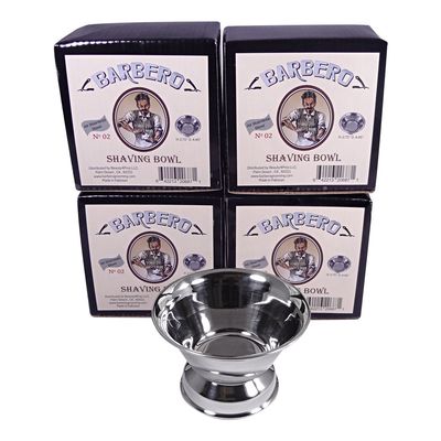 Barbero Deluxe Stainless Steel Shaving Bowl No.02 (4 Pack)