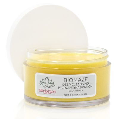 YUNASENCE Biomaze Natural Microdermabrasion Balm to Milk Cleanser, Melting Cleansing Balm for face. With Shea Butter, Sea Buckthorn, Vitamin E, Rice Fibers.