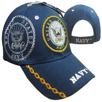 Dark Blue Navy Emblem Shadow Embroidered Premium Quality Cap Hat (TOPW)
