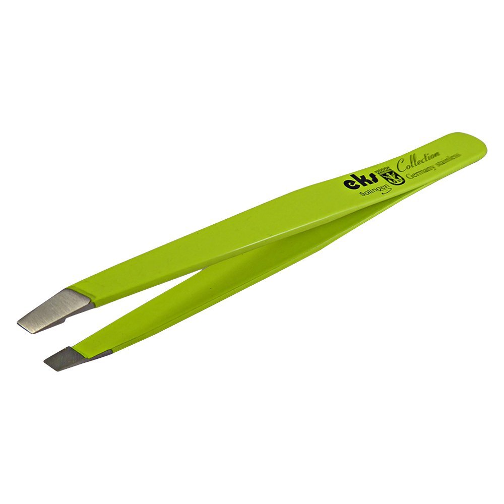EKS Solingen Tweezer Slant Neon Yellow Stainless Steel EK 1-80.1