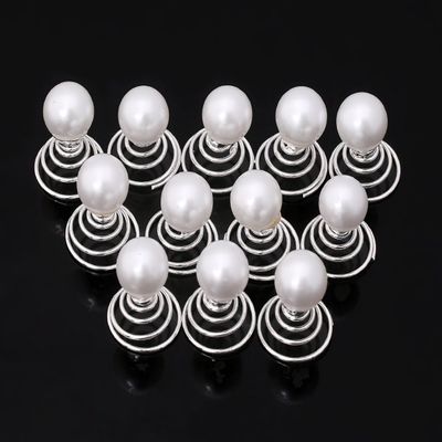 24PCS Rhinestones Crystal Spirals Hair Pin Clip Imitation Pearl Spin Pin Swirl Hair Twists Coils Hairpin Bun Stick Pick (B#)