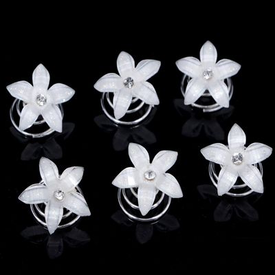 24PCS Rhinestones Crystal Spirals Hair Pin Clip Imitation Pearl Spin Pin Swirl Hair Twists Coils Hairpin Bun Stick Pick (A#)