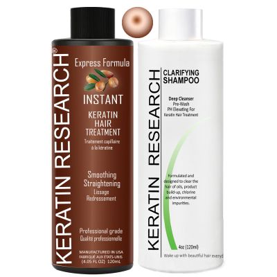 KERATIN RESEARCH Instant Keratin Hair Treatment Express Formula Straightens Smooths Repairs 4-6 Months Professional Grade Results at Home/Salon