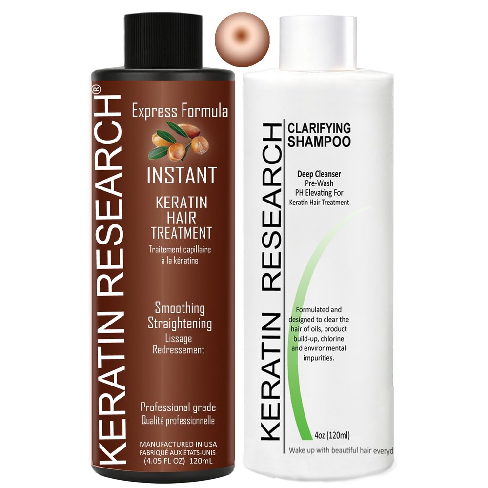 KERATIN RESEARCH Instant Keratin Hair Treatment Express Formula Straightens Smooths Repairs 4-6 Months Professional Grade Results at Home/Salon