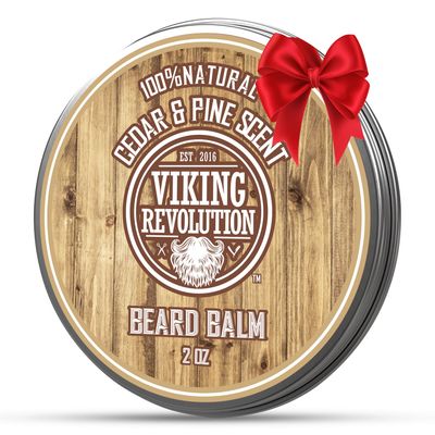 Viking Revolution Cedar & Pine Beard Balm - Butter with Argan Oil, Softener & Moisturizer for Men - Wax for Beards (2oz, 1 Pack)