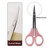 EMILYSTORES Eyebrow Grooming Scissors 4 Inches Curved Small Craft Lash Scissor for Eyebrow Eyelash Extensions Stainless Steel 1PC (Pink_Curved) view 3