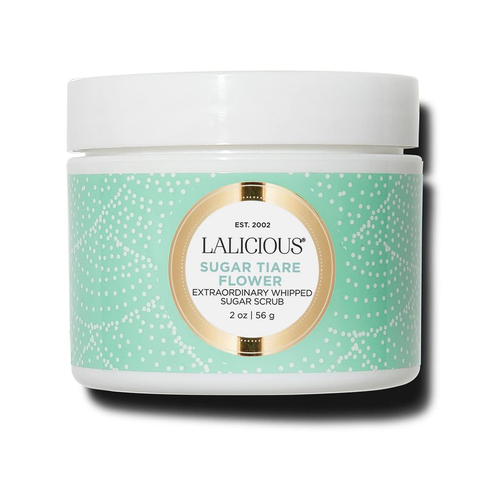 LaLicious Sugar Tiare Flower Extraordinary Whipped Sugar Scrub - Cane Sugar Body & Foot Scrub, Exfoliating & Moisturizing Skin Care with Coconut Oil & Honey, No Parabens (2oz)