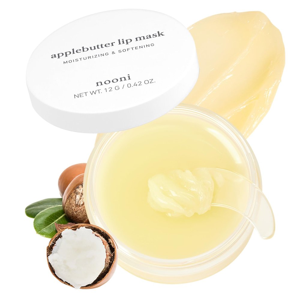 NOONI Vegan Applebutter Lip Mask Overnight Hydrating Lip Balm & Butter with Shea Butter & Vitamins | Soothing Moisturizer, Softening Treatment for Dry Lips, Stocking Stuffers, 0.42 oz
