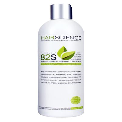 Hair Science Formula 82S | DHT-Blocking Shampoo for Thinning Hair | Featuring Saw Palmetto, Biotin, Panthenol, Keratin, Provitamins, & Amino Acids | Sulfate-Free & Color-Safe | For Men & Women | 12oz