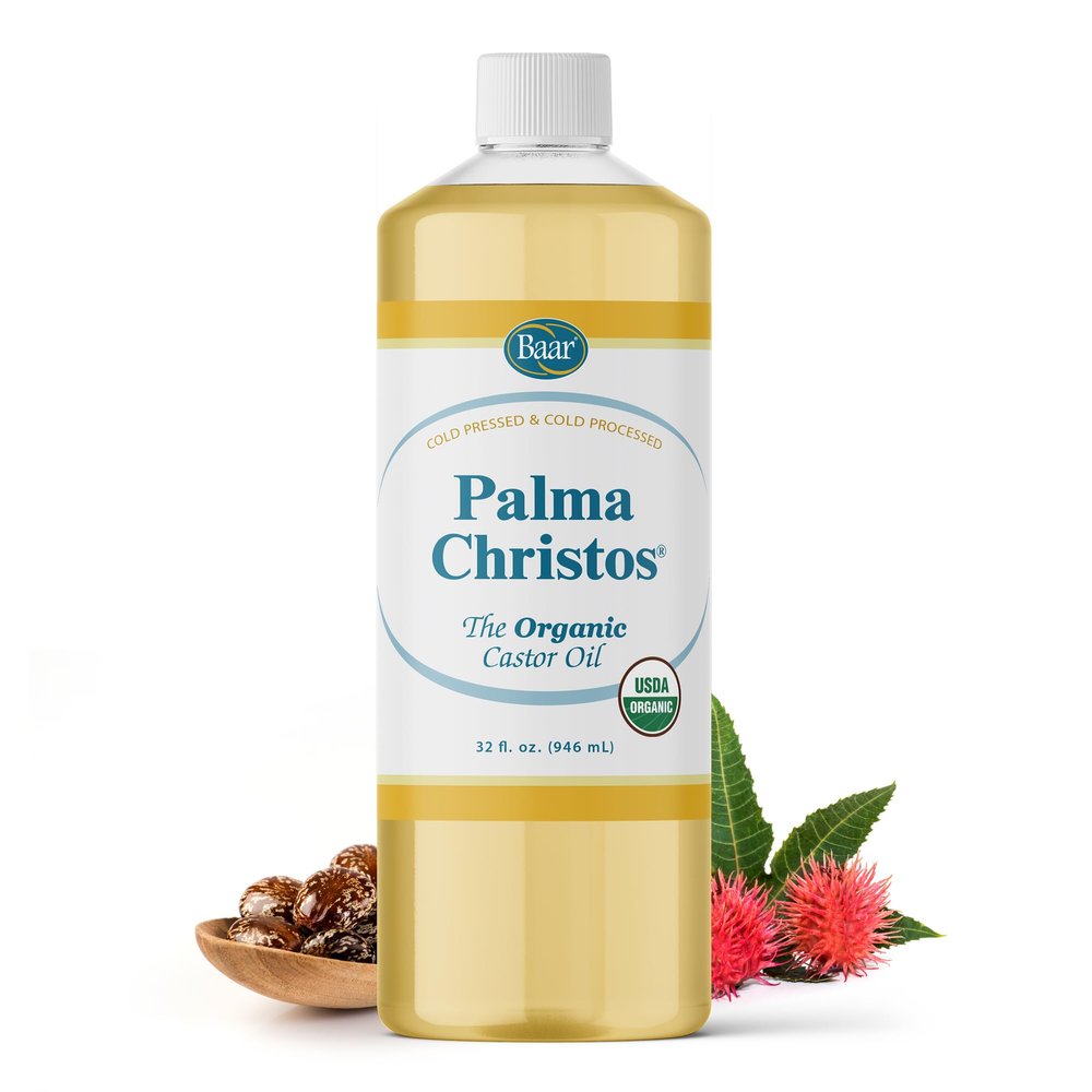 Baar Palma Christos Organic Castor Oil Products, Cold-Pressed, Hexane-Free, USDA Certified, for Skin, Hair, Massage & Castor Oil Packs, 32 oz