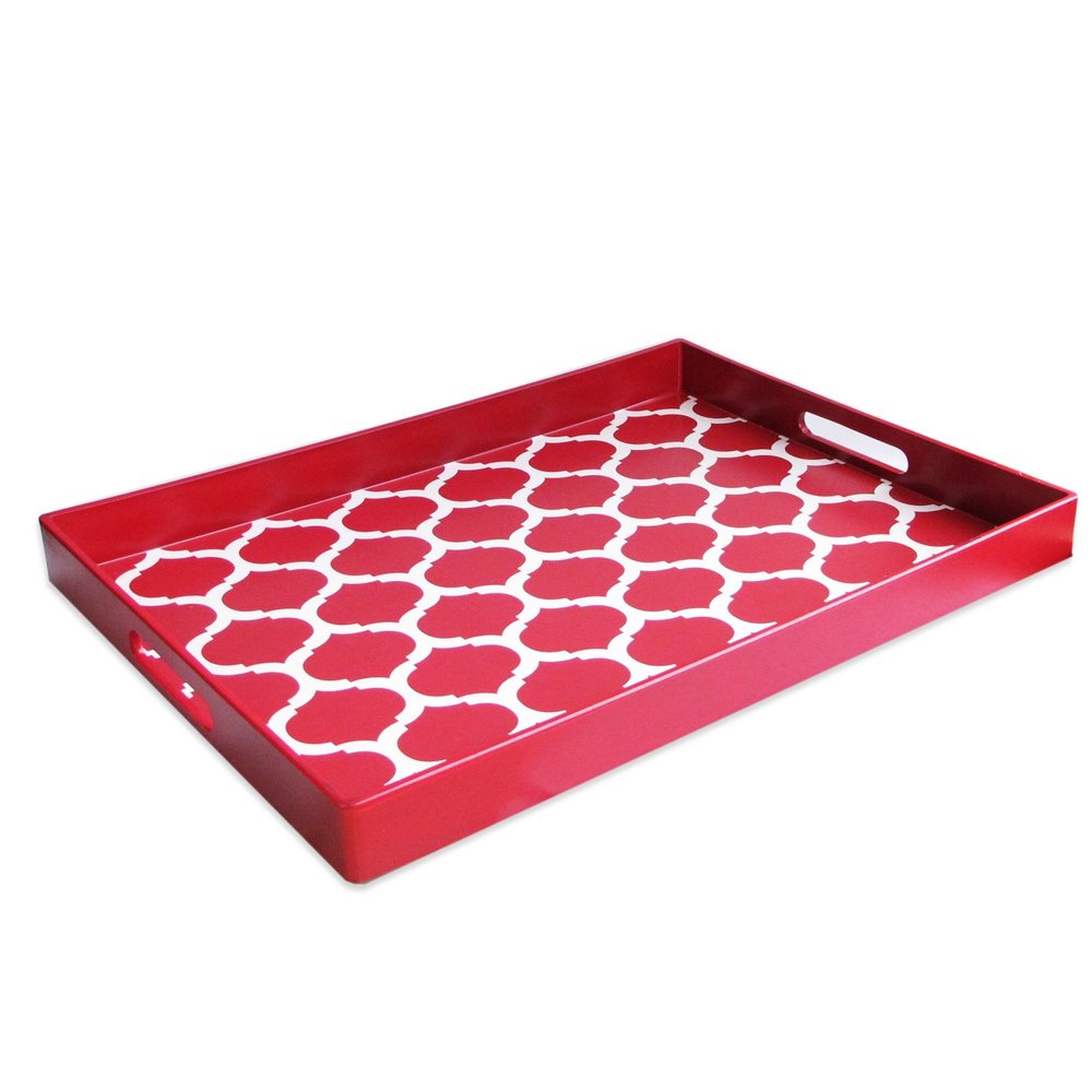 American Atelier Leather Serving Tray with Handles