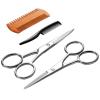 TecUnite 4 Pieces Mustache Scissors Grooming Kit for Men, Beard Trimmer Set, 2 Small Combs and 2 Scissors Beard Trimming Kit with Storage Bag Box view 1