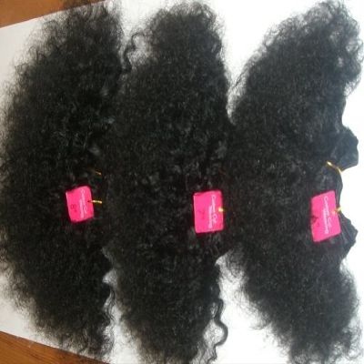 100% Human Hair, Super Soft Afro Weave. 3 Piece Set. Colour 1, Jet Black. Short afro 4'', 5'' & 6inches length