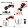 Anbbas Badger Hair Shaving Brush,Stand,Lathering Bowl,3.5oz Soap,Straight Razor with Bag and Razor Strop,7in1 Kit for Men Wet Shave view 3