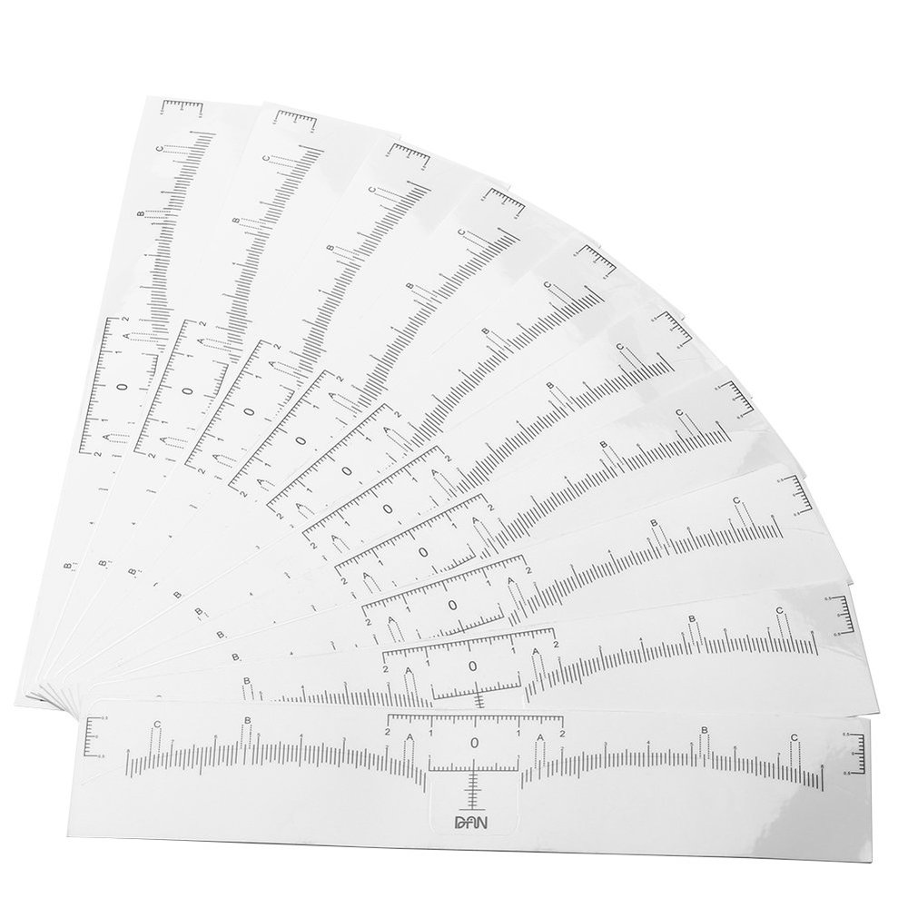 10 PCS Disposable Eyebrow Ruler Sticker, Adhesive Eyebrow Microblading Measurement Ruler Measure Tool For Makeup