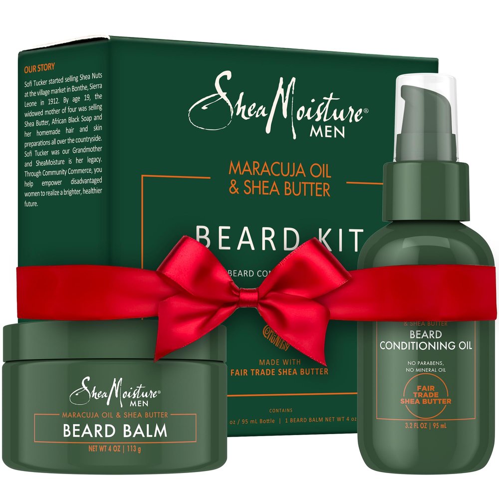 SheaMoisture Beard Care Gift Set Natural Beard Oil & Beard Balm Scented with Essential Oils, Christmas Gifts for Men (2 Piece Set)