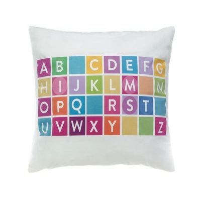 Accent Plus White Throw Pillows, Colorful Alphabet Decorative Square Throw Pillow For Couch