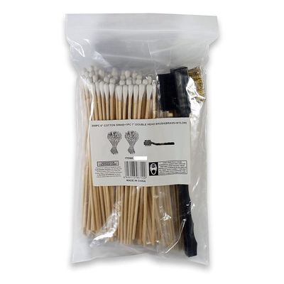 200 Pc Cotton Swab 6" Wood Handle Dual Headed Brush Brass Sturdy Barrel Cleaner