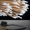 200 Pc Cotton Swab 6" Wood Handle Dual Headed Brush Brass Sturdy Barrel Cleaner view 4