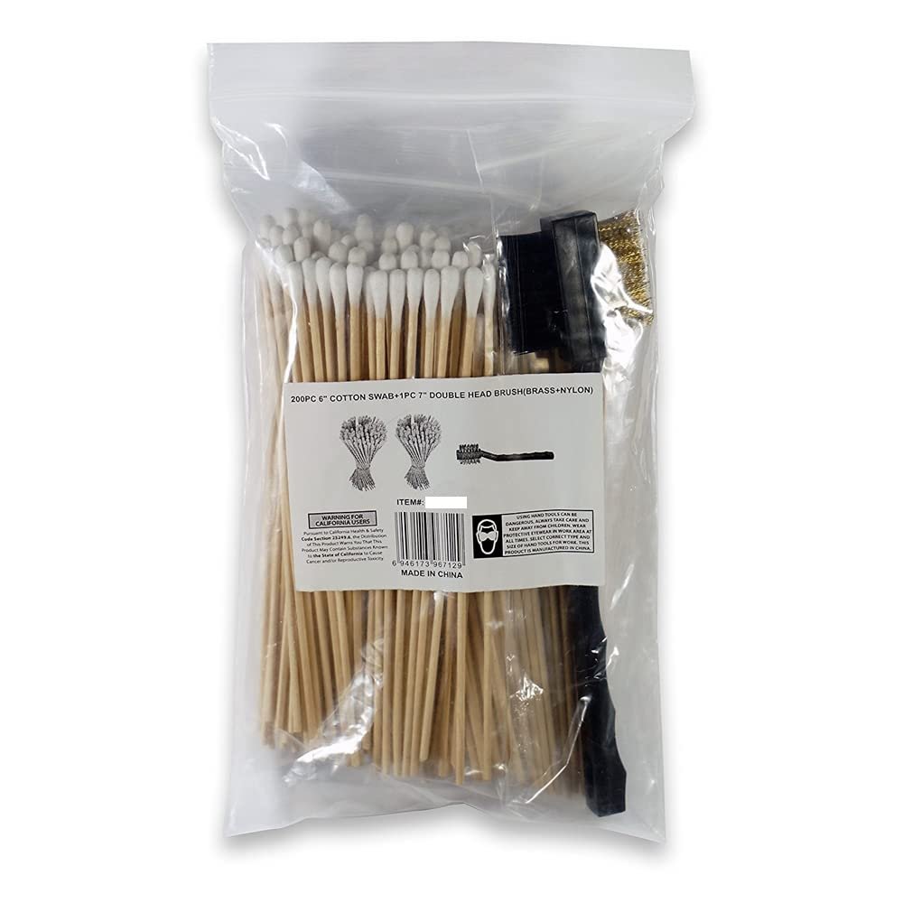 400 Pc Cotton Swab 6" Wood Handle Dual Headed Brush Brass Sturdy Barrel Cleaner