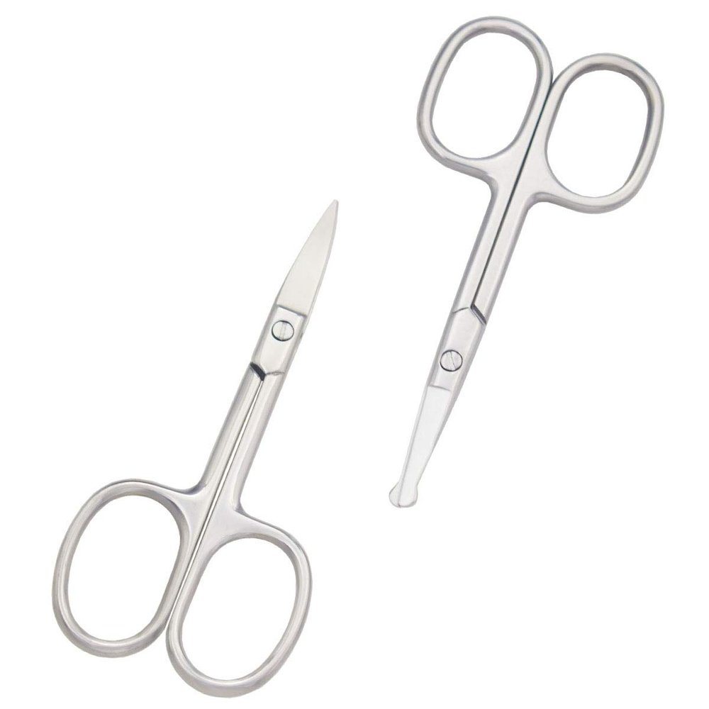 Motanar Eyebrow and Nose Hair Scissors, 3.7 Stainless Steel Professional Facial Nose Hair Trimmer Scissors for Women and Lace Wigs 2 Pieces