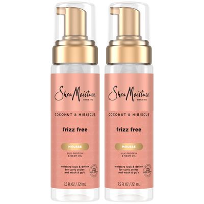 SheaMoisture Curly Hair Products, Coconut & Hibiscus Curl Mousse, Frizz Free Hair with Silk Protein & Neem Oil, Pack of 2-7.5 Oz Each