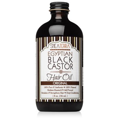 Shea Terra Organics 100 Percent Pure Egyptian Black Castor Extra Virgin Oil | All-Natural Strengthening and Conditioning Hair Oil for Healthy Hair Growth and Scalp 8 oz