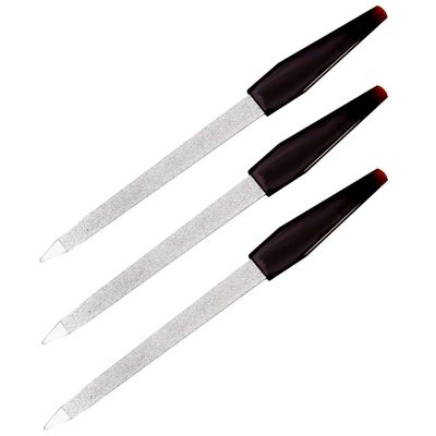Pinkee's (3 Pack) 5 inch Stainless Steel Sapphire Nail File for Fingernails, Toenails, Scraping, Strengthening, Finger Manicure File