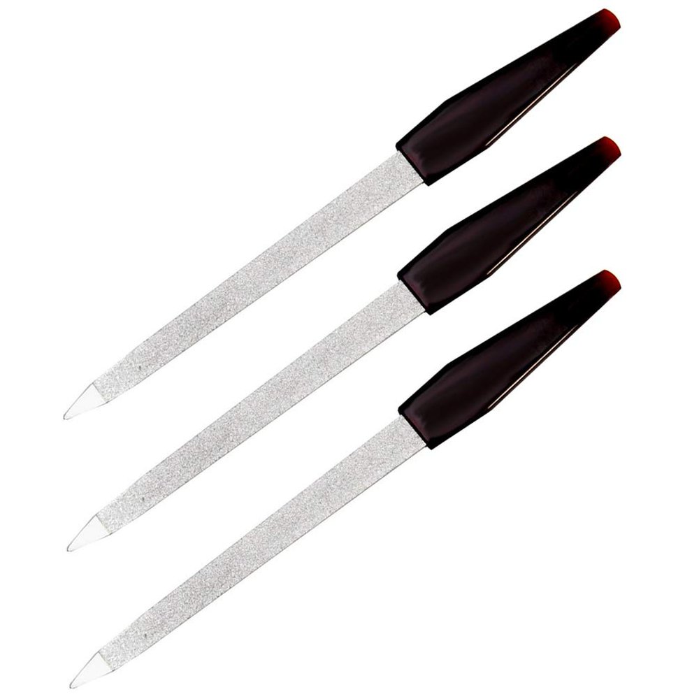 Pinkee's (3 Pack) 5 inch Stainless Steel Sapphire Nail File for Fingernails, Toenails, Scraping, Strengthening, Finger Manicure File